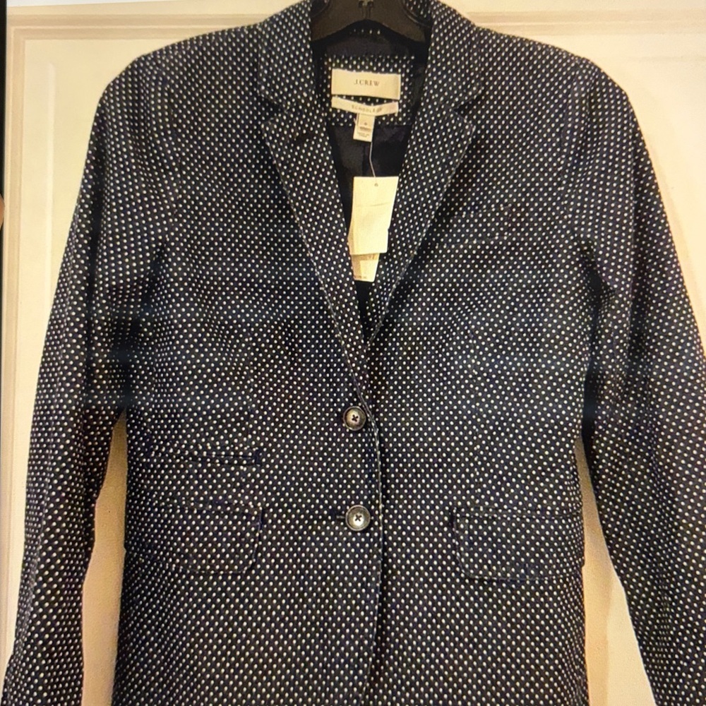 NWT J. Crew Navy Polka Dot School Boy Blazer, 0 - Picture 3 of 11
